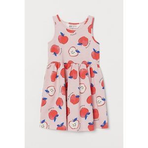 H&m Patterned Jersey Dress Light Pink Apples Size 2-4 Years